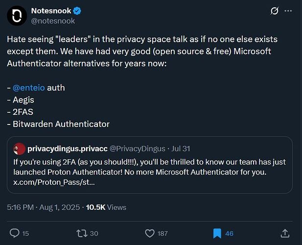 NOTESNOOK CALLS OUT PROTON