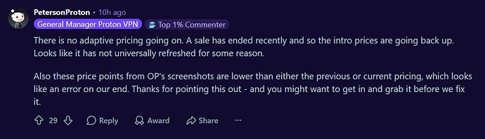 PROTON VPN_General Manager AB Testing Denial