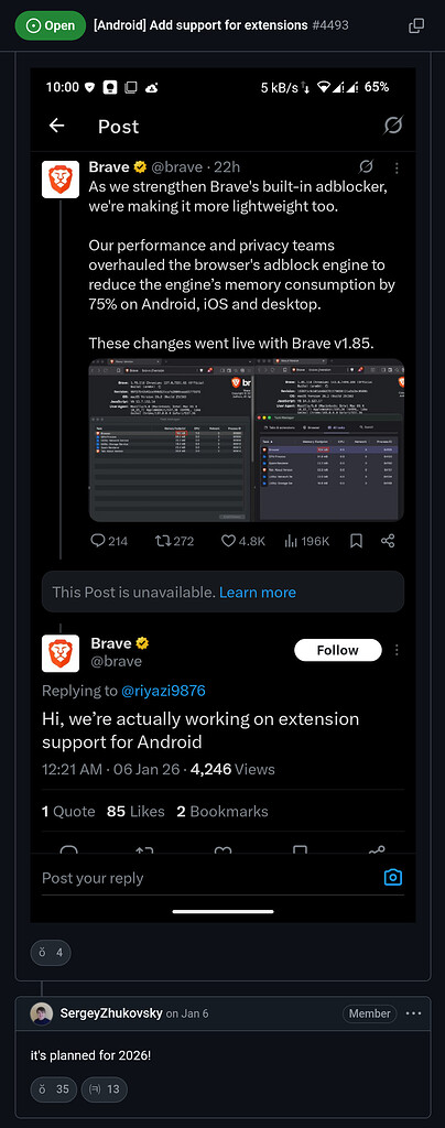 Brave to add support for extensions on Android in 2026 - General ...